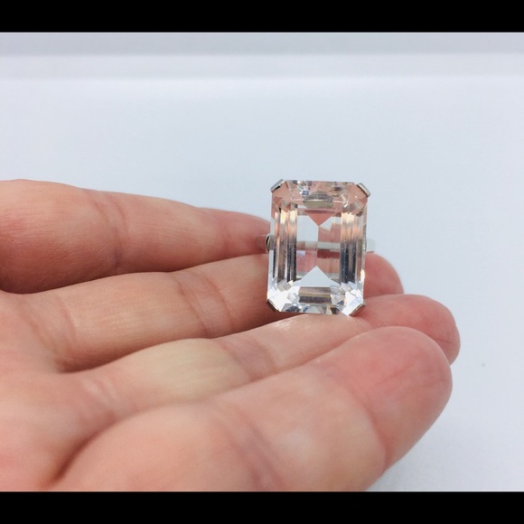 Vintage Sterling Silver Rock Crystal Quartz Ring - Picture 5 of 15